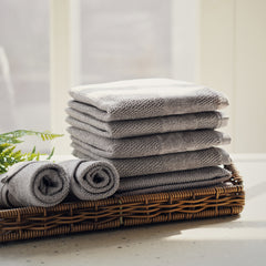 Set Of 8 Grey Cotton Face Towel