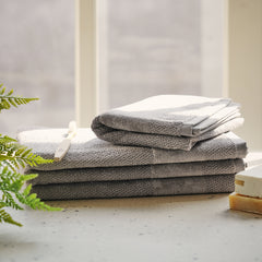 Set Of 4 Light Grey Cotton Hand Towel