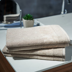 Set Of 4 Beige Cotton Hand Towel