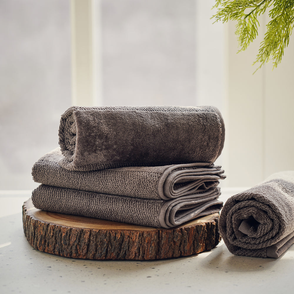 Set Of 4 Dark Grey Cotton Hand Towel