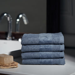 Set Of 8 Indigo Cotton Face Towel