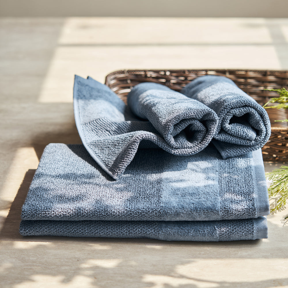 Set Of 4 Indigo Cotton Hand Towel