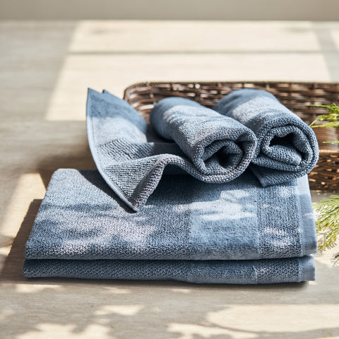 Set Of 4 Indigo Cotton Hand Towel
