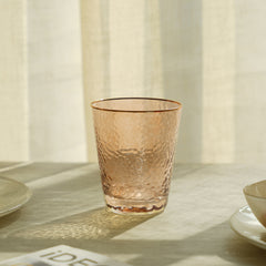 Set Of 4 Brown Hammered Glass Tumblers