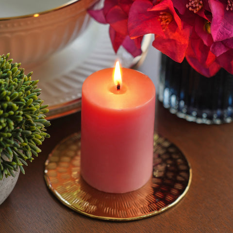 Set of 2 Pink Island Fruit Pillar Candles - Small