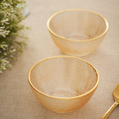 Set Of 2 Gold Fizz Textured Small Glass Bowls
