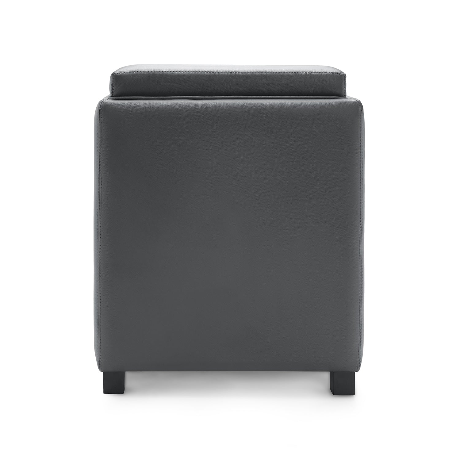 Dark grey leather pouffe discount