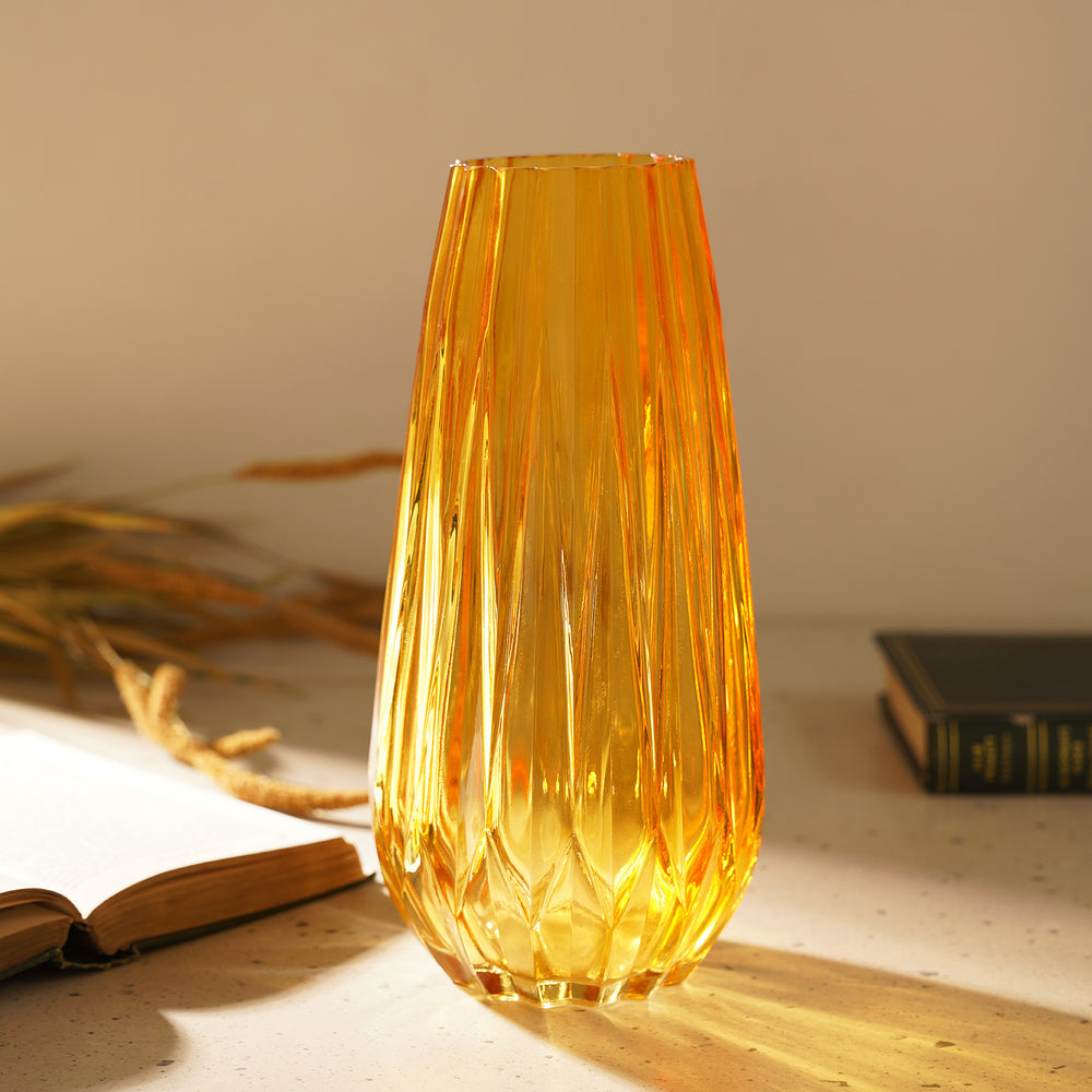 Yellow Diamond Texture Glass Vase