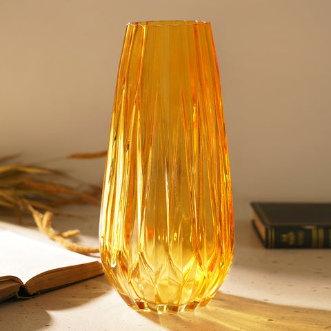Yellow Diamond Texture Glass Vase - Medium