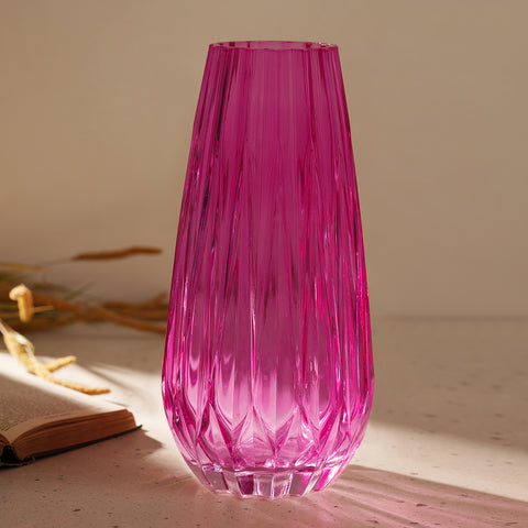Pink Diamond Texture Glass Vase - Medium