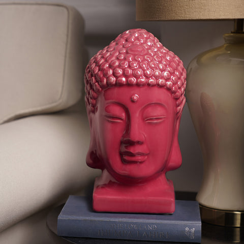 Red Ceramic Buddha Head - Large