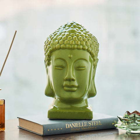 Green Ceramic Buddha Head - Large