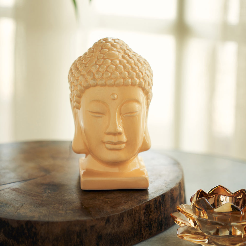 Yellow Ceramic Buddha Head