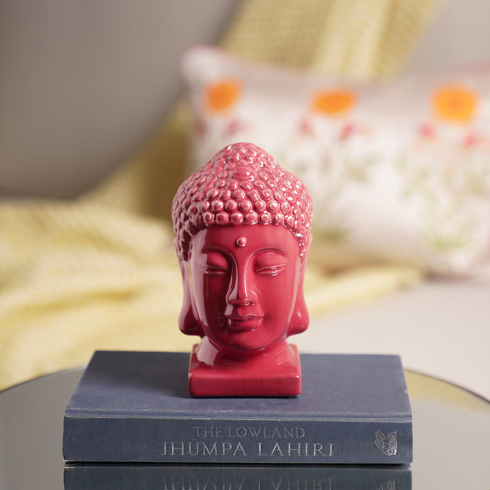 Red Ceramic Buddha Head