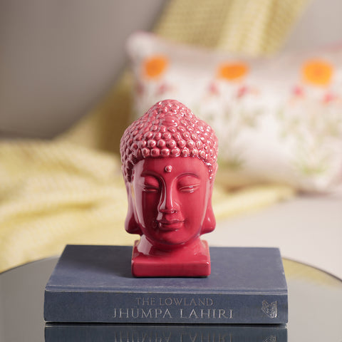 Red Ceramic Buddha Head