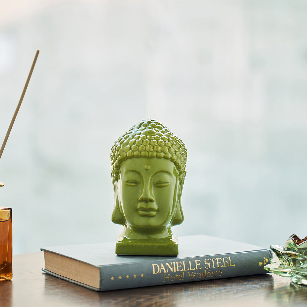 Green Ceramic Buddha Head