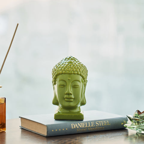 Green Ceramic Buddha Head