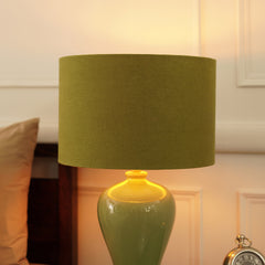 Green Linen Lamp Shade With Gold Lining (without stand)