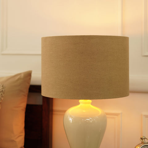 Beige Linen Lamp Shade with Gold Lining (without stand)