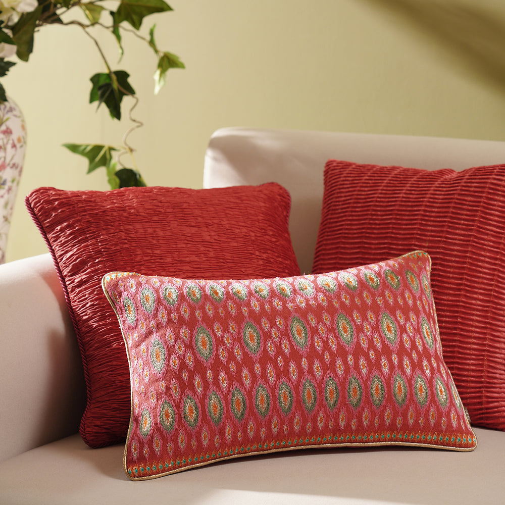Pink Embroidered Cushion Cover