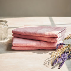 Set Of 4 Light Pink Cotton Hand Towels