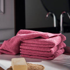 Set Of 8 Dark Pink Cotton Face Towels