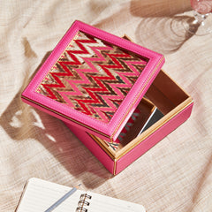 Pink Glass Printed Box with Lid