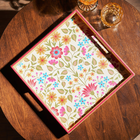 Yellow Printed Faux Leather Tray - Large