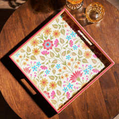 Yellow Printed Faux Leather Tray - Large