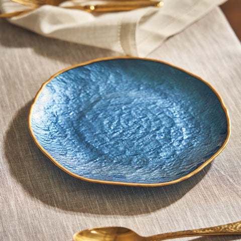 Set of 2 Blue Dune Glass Dinner Plates