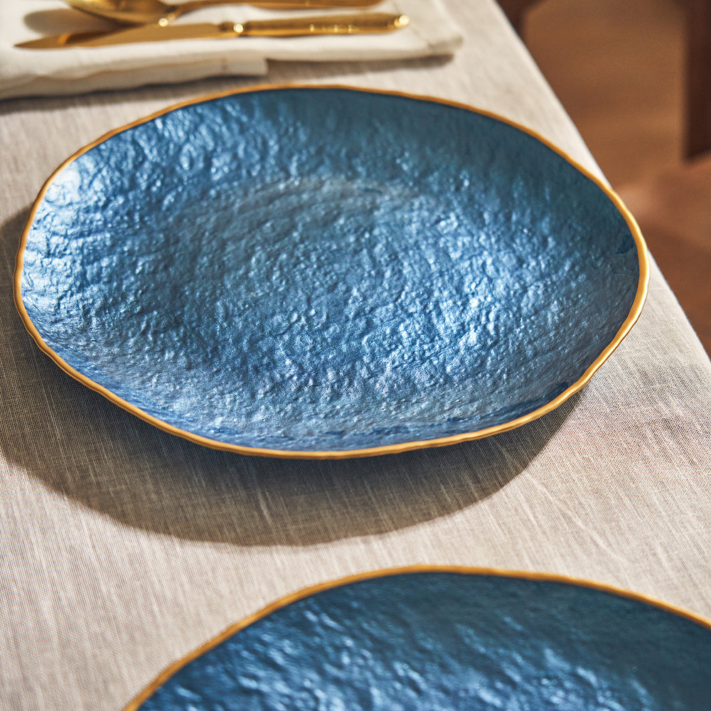 Set of 2 Blue Dune Glass Charger Plates