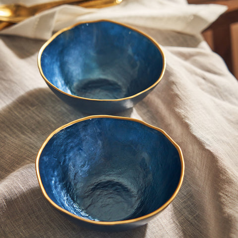 Set of 2 Blue Dune Glass Side Bowls