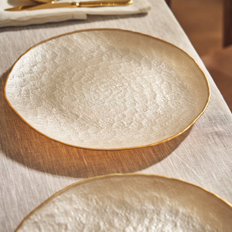 Set of 2 Beige Dune Glass Dessert Plates