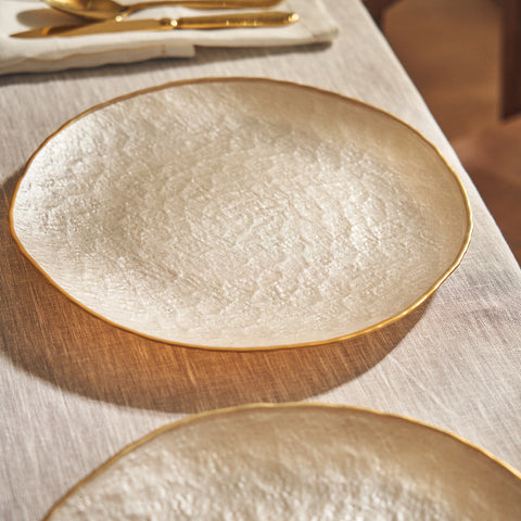 Set of 2 Beige Dune Glass Charger Plates