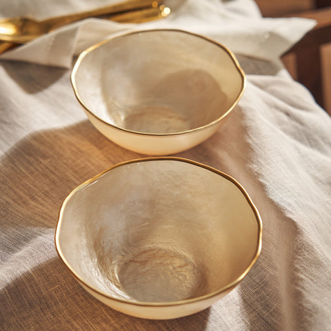 Set of 2 Gold Dune Glass Side Bowls