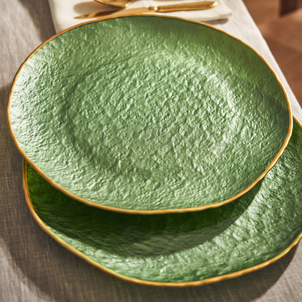 Set of 2 Green Dune Glass Charger Plates