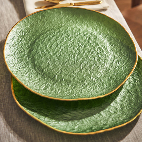Set of 2 Green Dune Glass Charger Plates