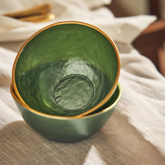 Set of 2 Green Dune Glass Small Bowls
