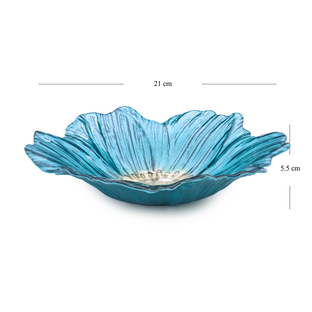 Shop Set of Teal Floral Shaped Glass Serving Bowls at Best Price Online in India