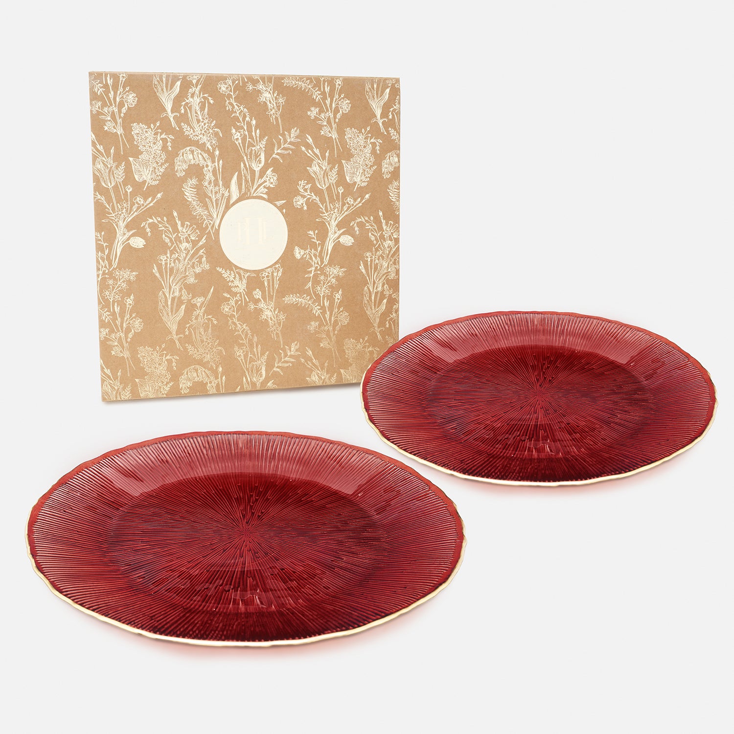 Red glass charger plates discount