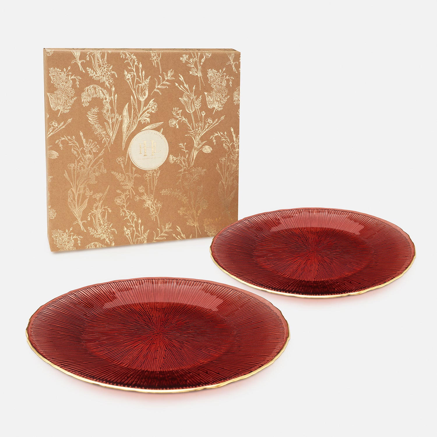 Shop Set of 2 Red Radial Glass Dinner Plates at Best Price Online in India