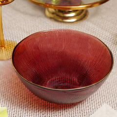 Red Radial Glass Serving Bowl