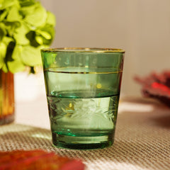 Green Etching Drinking Glass