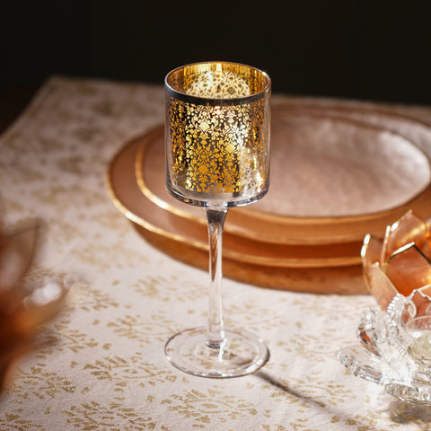 Silver Pattern Glass Stem Candle Holder