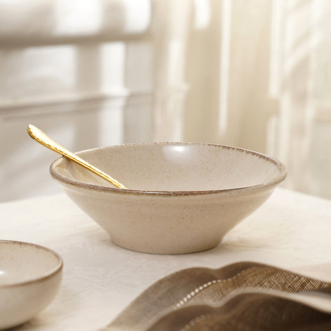 Beige Porcelain Serving Bowl - Large