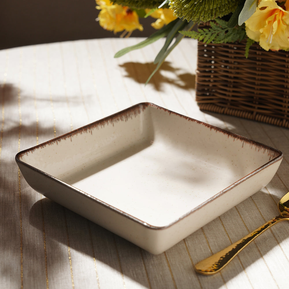 Beige Square Porcelain Platter - Large
