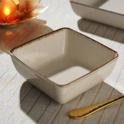 Beige Square Porcelain Platter - Small