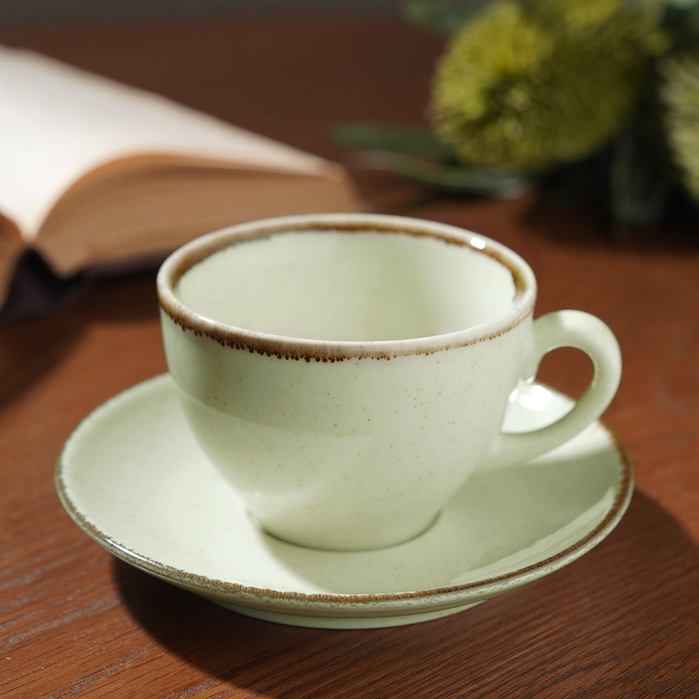 Mint Green Porcelain Tea Cup and Saucer Set
