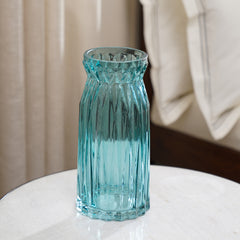 Teal Diamond Textured Glass Vase - Large