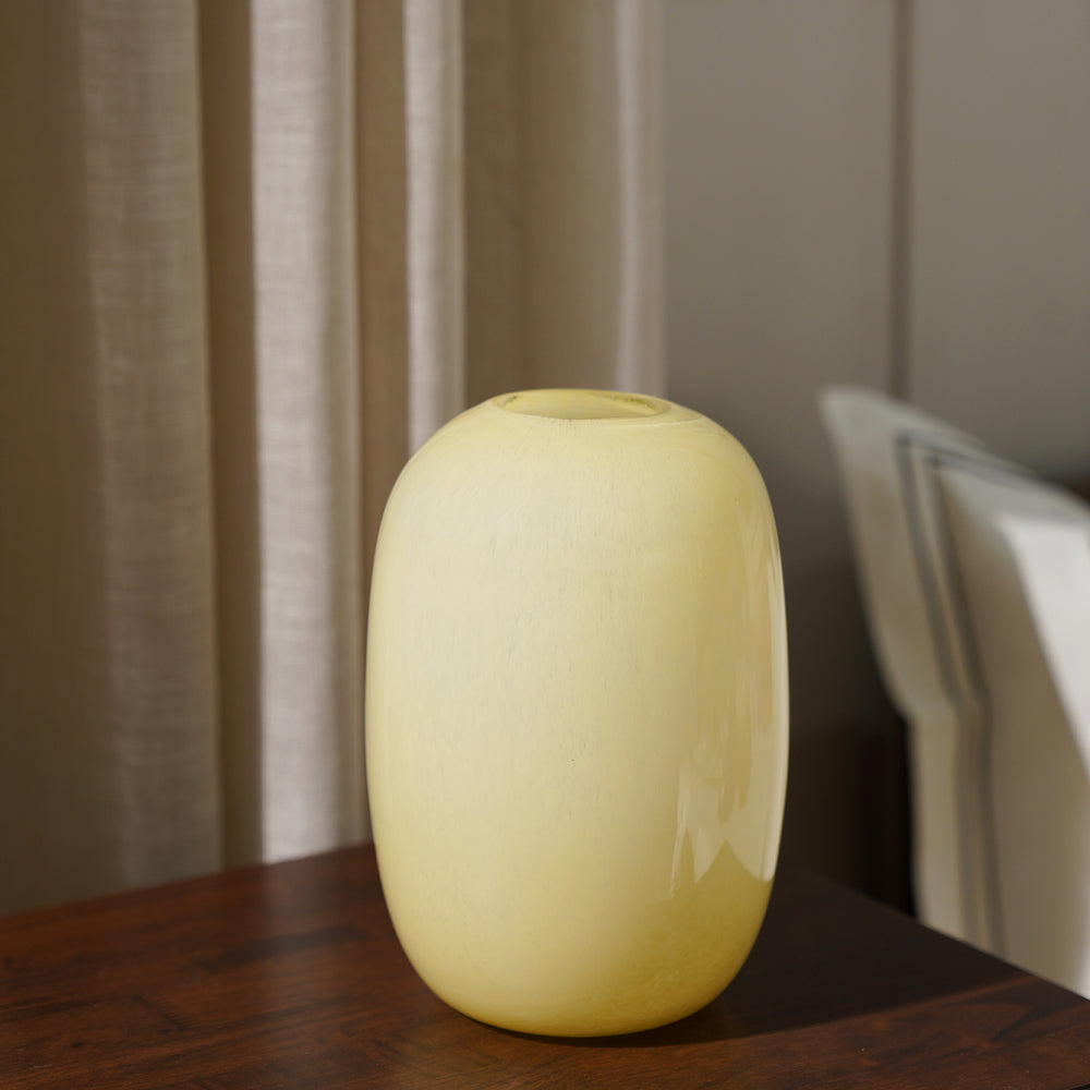 Yellow Round Glass Vase - Large